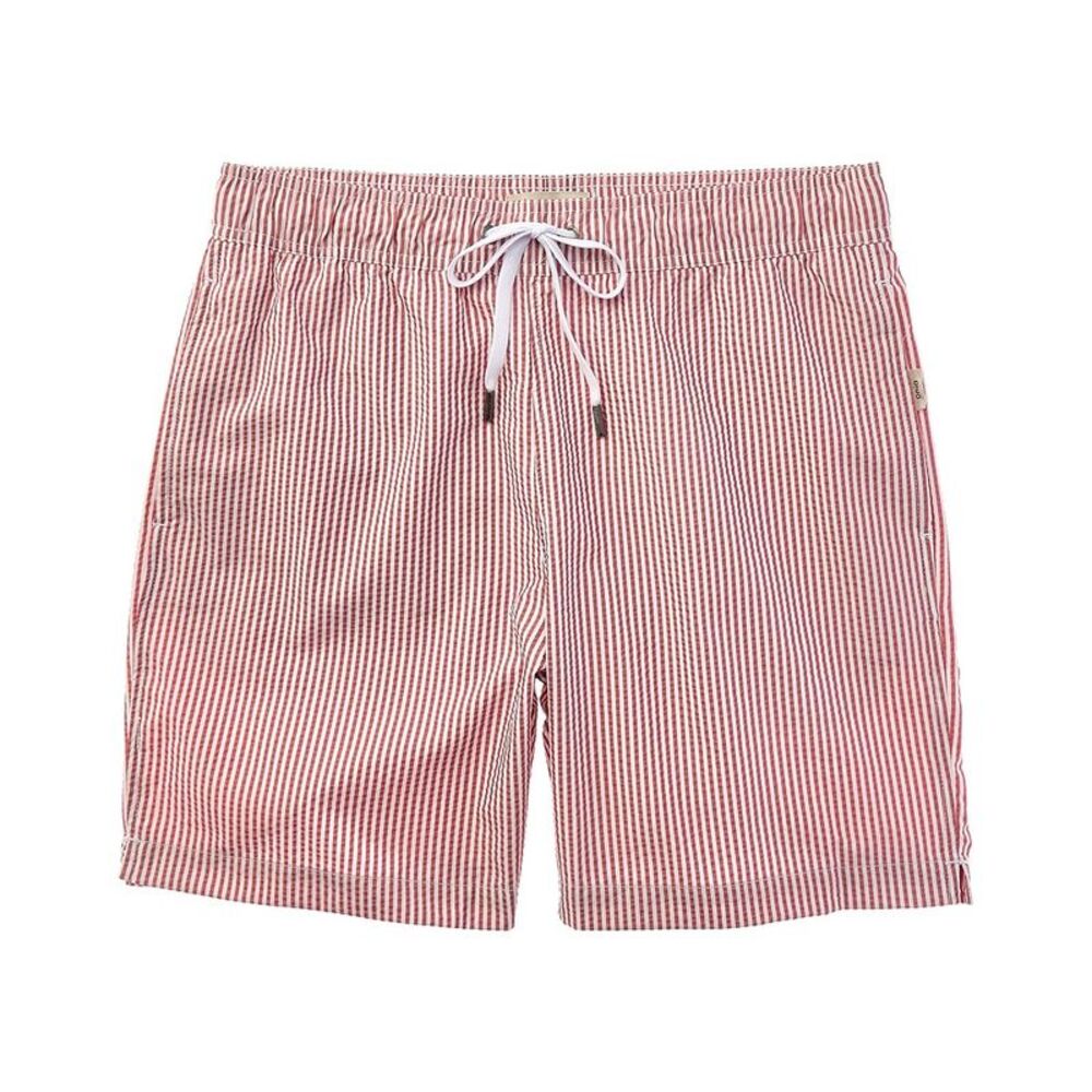 Onia Mens  Classic Seersucker Swim Short, Red